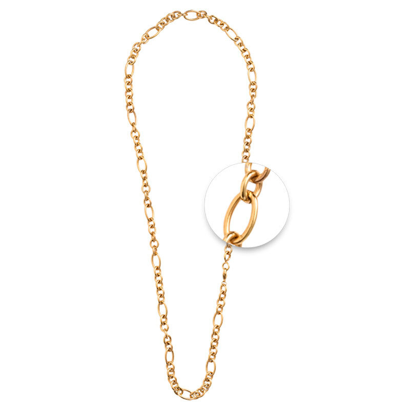 Nikki Lissoni Figaro Cable Round Chain 14X4mm / 9X7mm For Charms Not Compatible with Pendants Gold-…