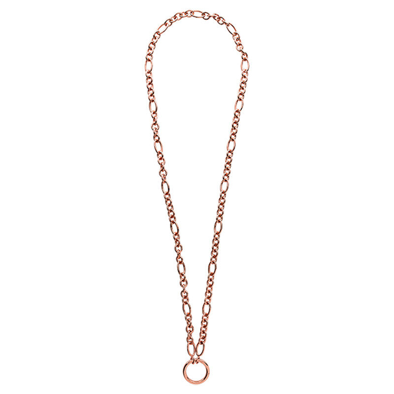 Nikki Lissoni Figaro Cable Round Chain 14X4mm / 9X7mm For Charms with Oring Closure Rose Gold-Plated 68cm N1022RG68