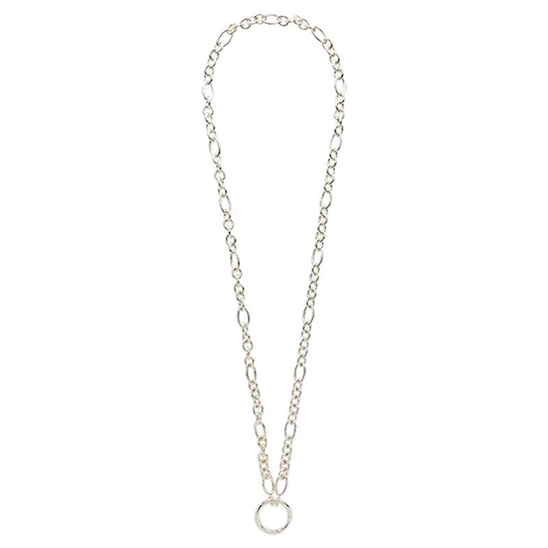Nikki Lissoni Figaro Cable Round Chain 14X4mm / 9X7mm For Charms with Oring Closure Silver-Plated 68cm N1022S68
