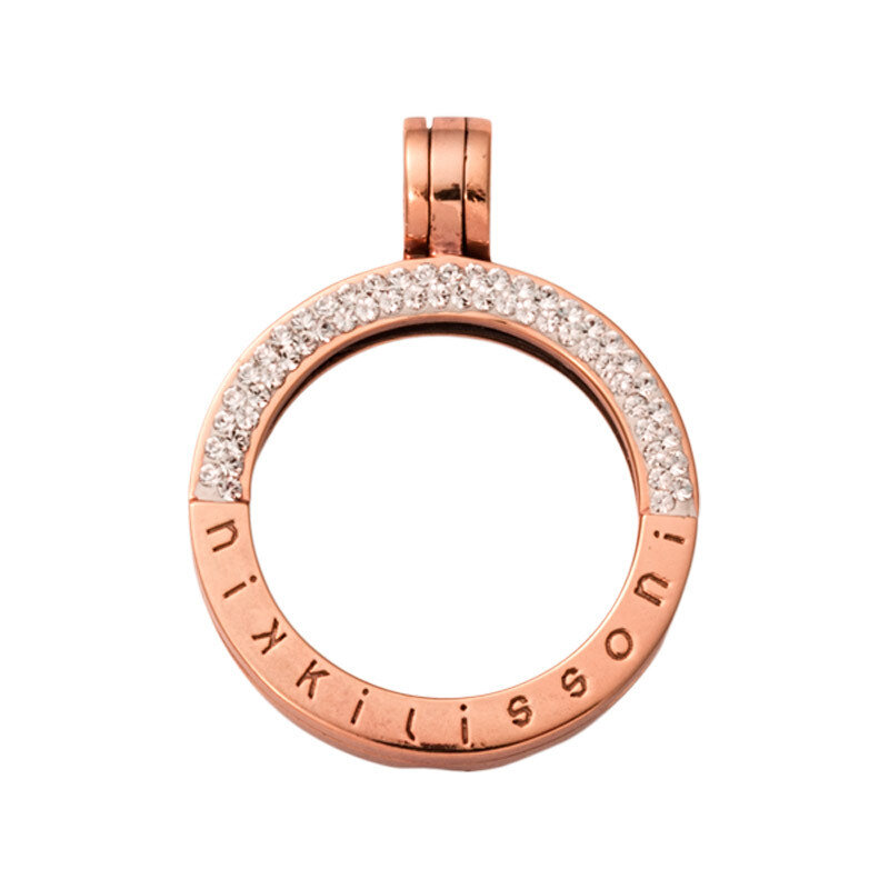 Nikki Lissoni Rose Gold-Plated Pendant with Swarovski Stones 25mm Coin Holder P09RGS