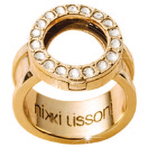 Nikki Lissoni Interchangeable Ring with Swarovski Stones Gold-Plated Size 9 R1003G9
