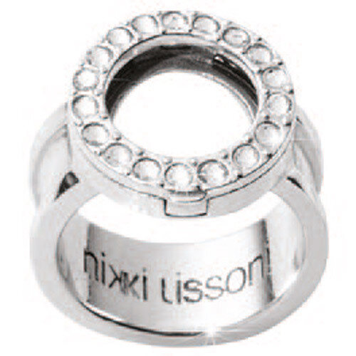Nikki Lissoni Interchangeable Ring with Swarovski Stones Silver-Plated Size 7 R1003S7