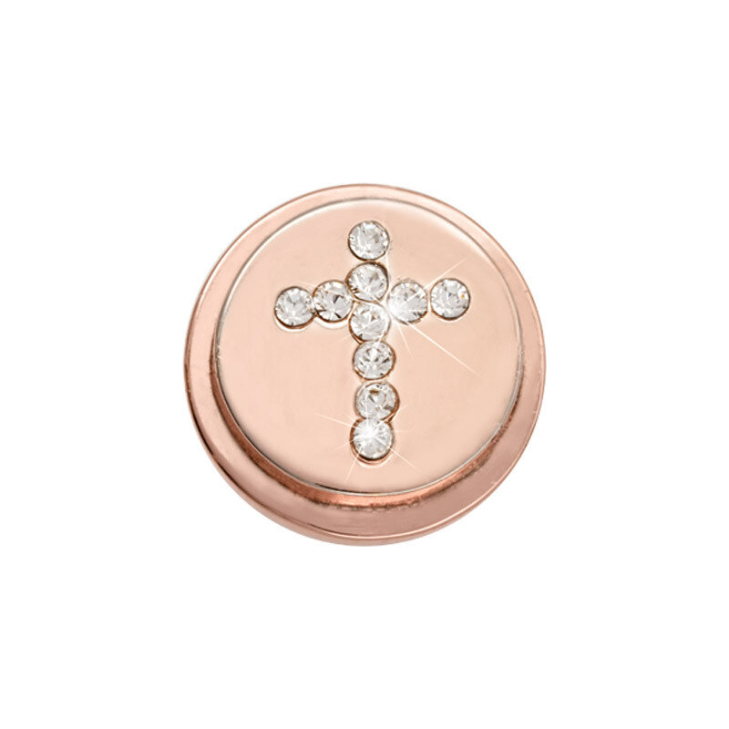 Nikki Lissoni Rose Gold-Plated Sparkling Cross Coin That Fits S Rings RC2014RG