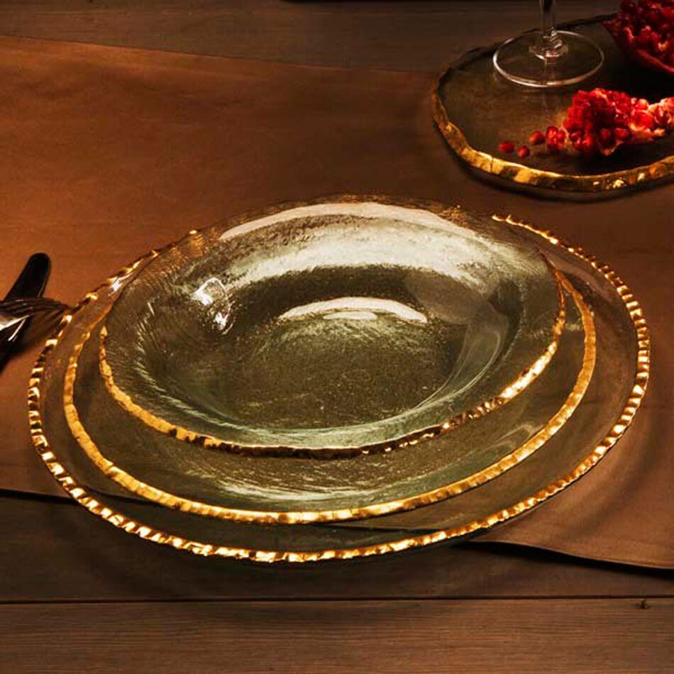 Annieglass Edgey Soup Bowl 9 Inch - Gold