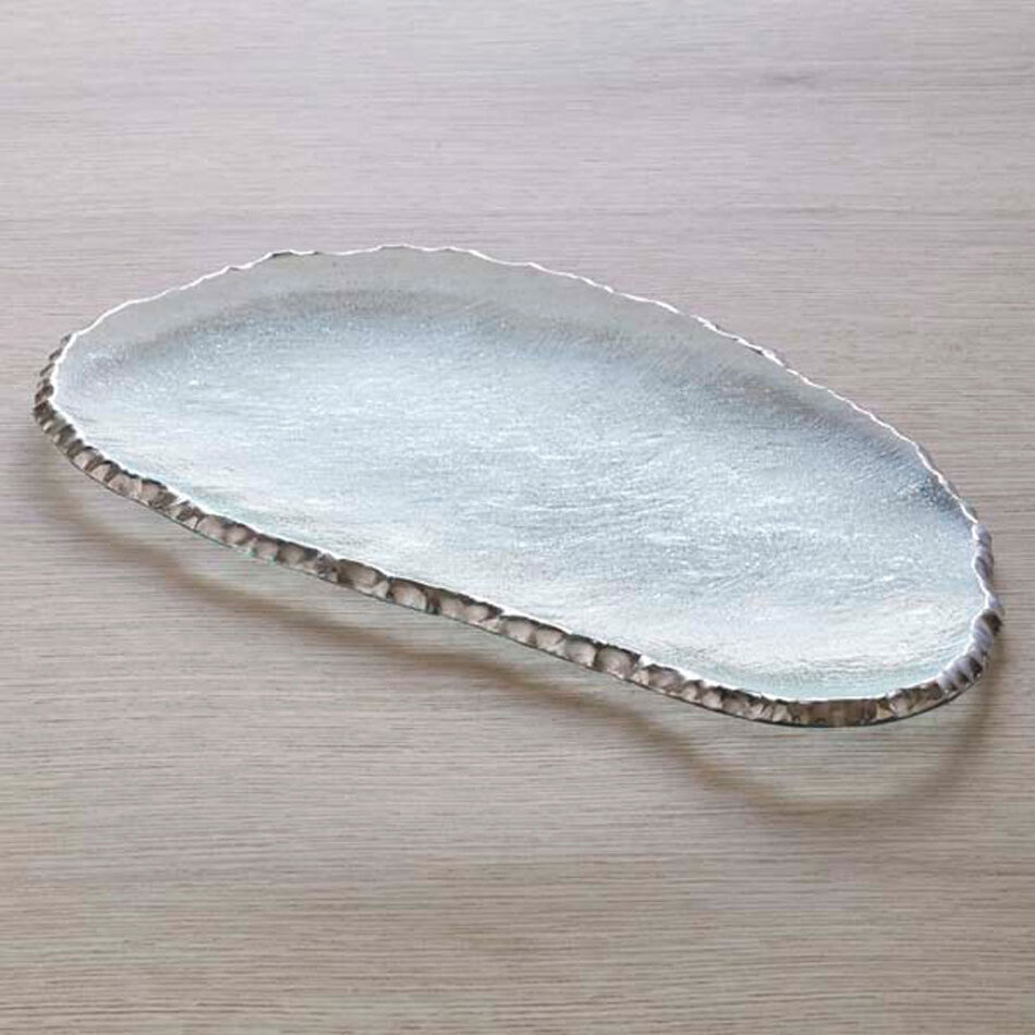 Annieglass Edgey Large Cheese Slab 15 3/4 x 9 Inch - Platinum