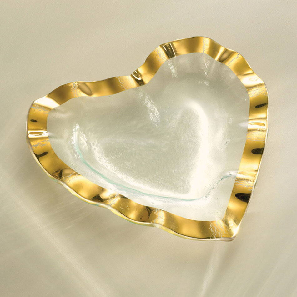 Annieglass Hearts Ruffle Bowl 7 Inch - Gold