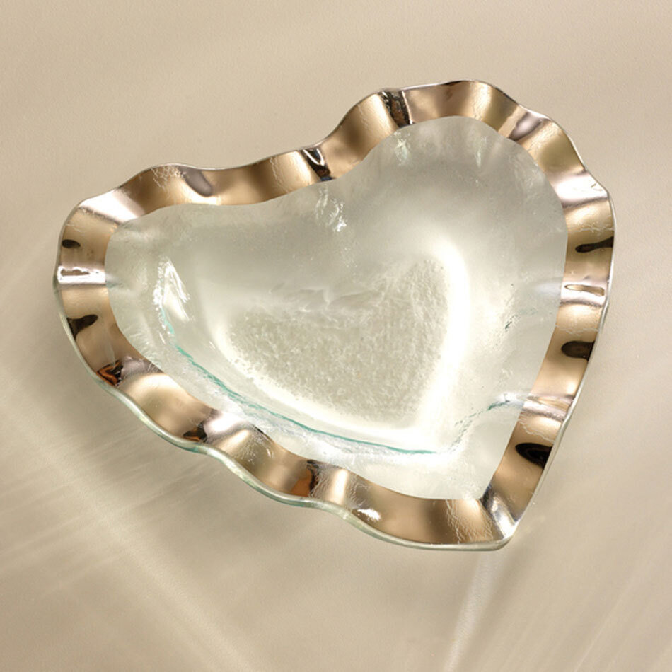 Annieglass Hearts Ruffle Bowl 7 Inch - Platinum