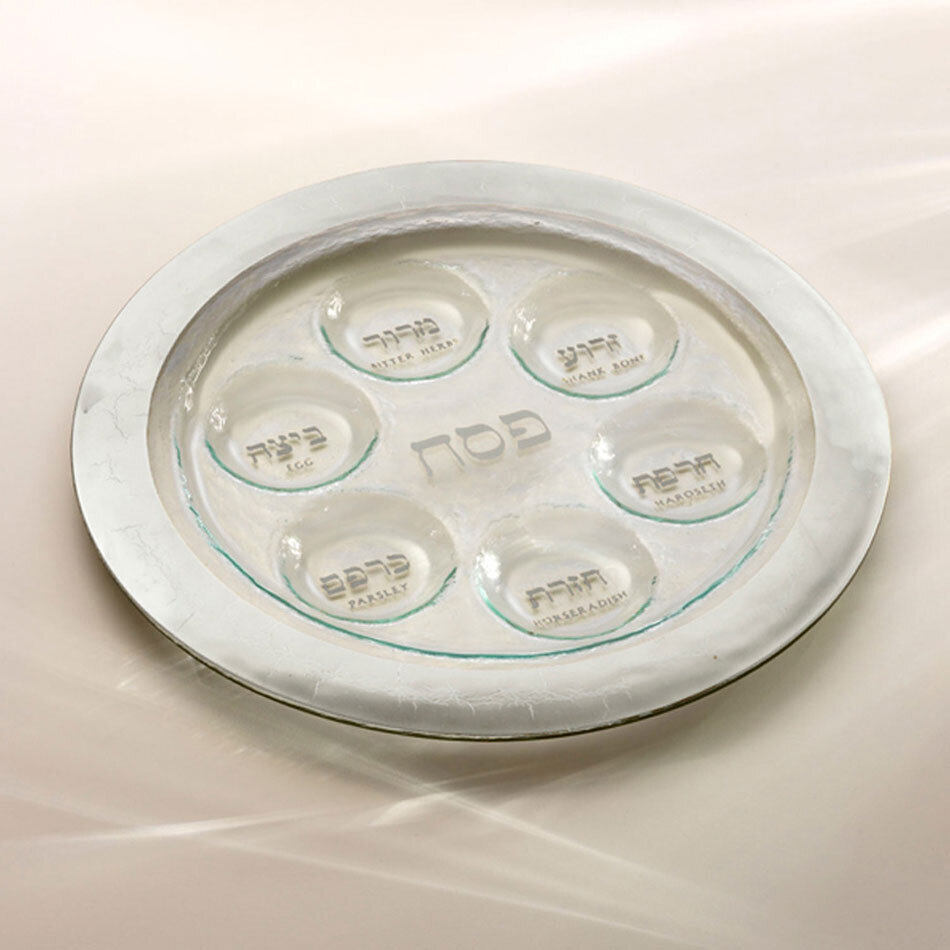 Annieglass Judaica Seder Plate 15 1/2 Inch - Platinum