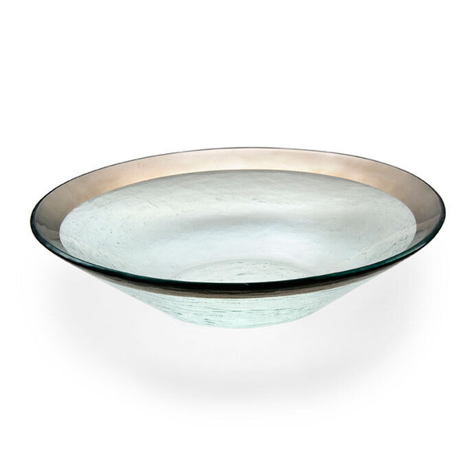 Annieglass Platinum Roman Antique Wok Bowl 13 1/4 Inch