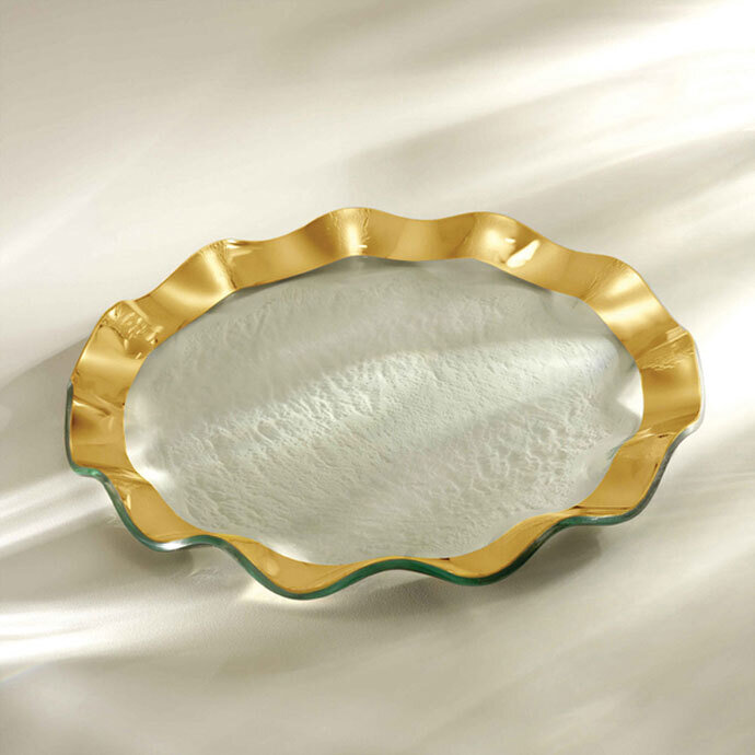 Annieglass Ruffle Gold Dinner Plate 11 Inch