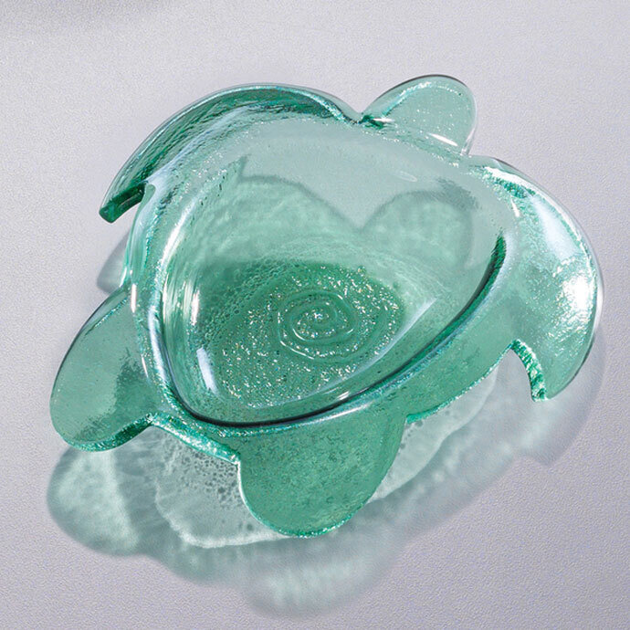 Annieglass Ultramarine Small Turtle Bowl 7 1/2 x 6 1/2 Inch
