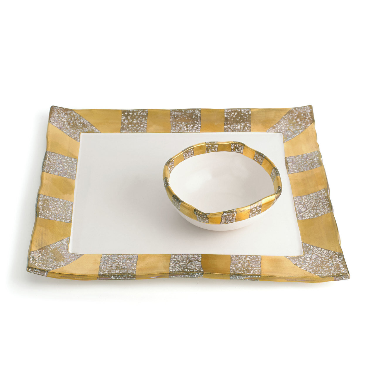 Michael Wainwright Tempio Luna Gold Square Tray With Bowl, MPN: 858292, 878686018547ÿ