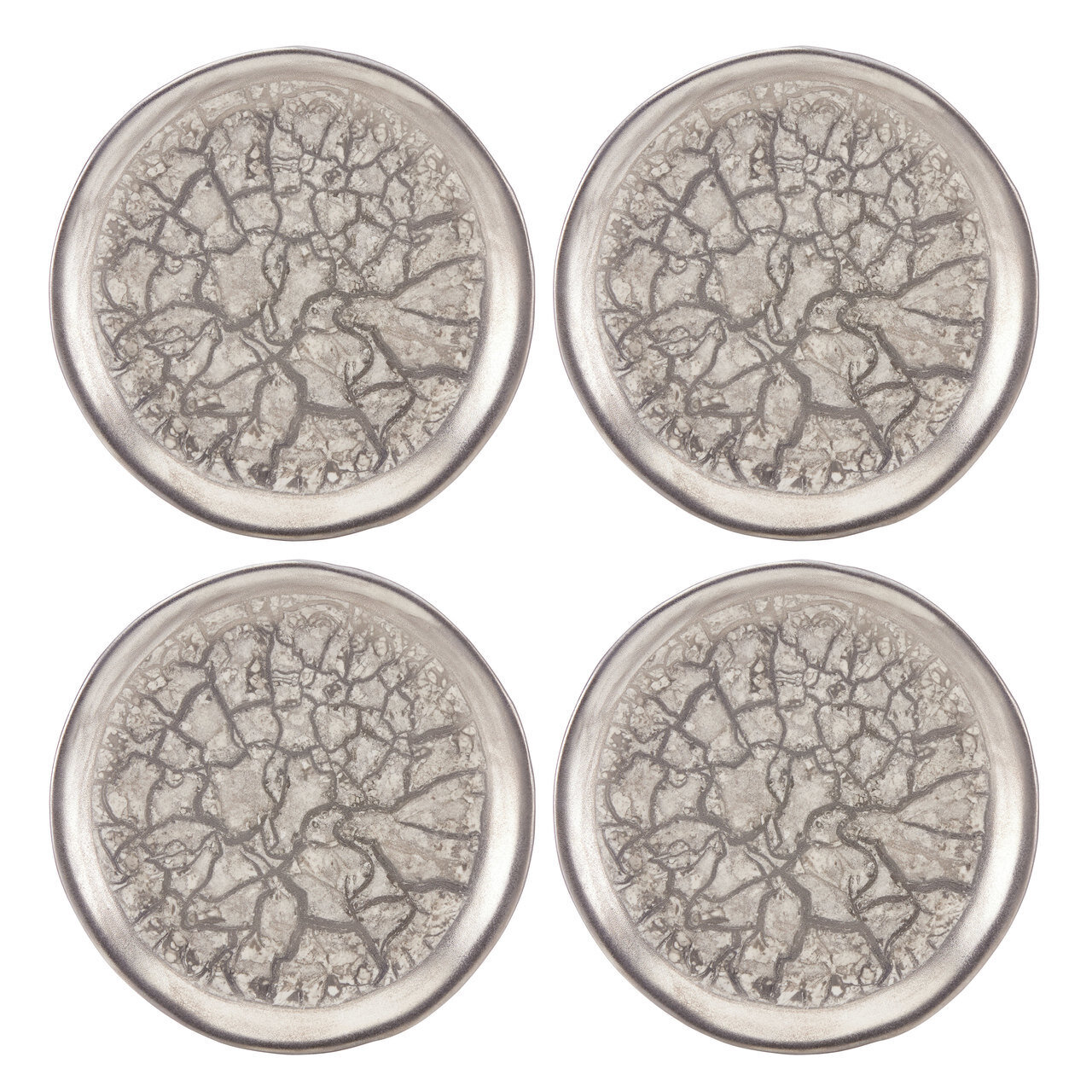 Michael Wainwright Tempio Luna Platinum Canape Plates Set Of Four