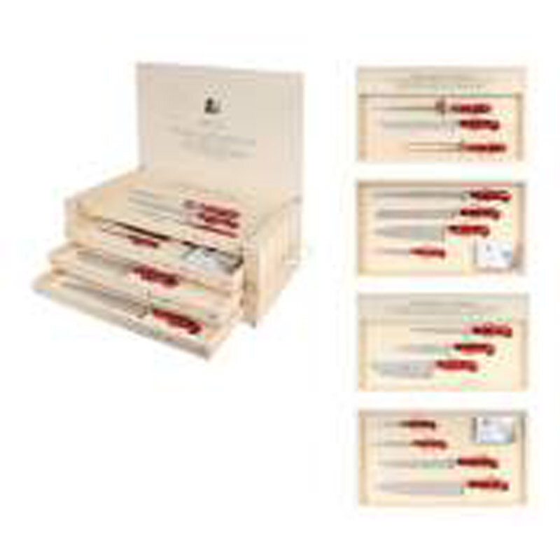 Berti Set For Kitchen and Serving Knife Red Lucite Handle 2423
