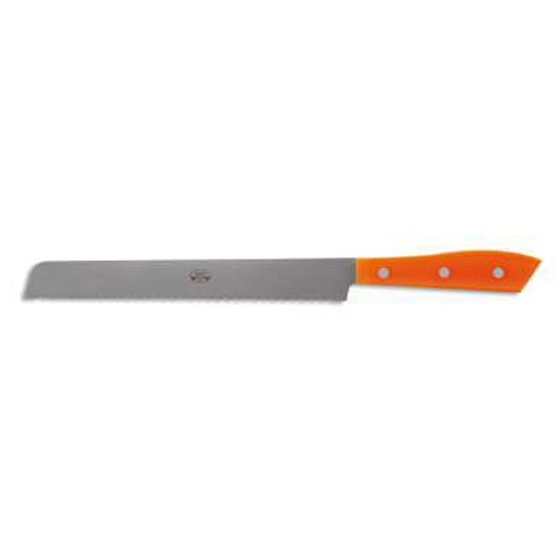 Berti Compendio Bread Knife Grey Blade Orange Lucite Handle 7302