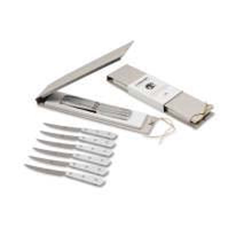 Berti Compendio Steak Set Of 6 Polished Blade Knife Ice Lucite Handle 8350