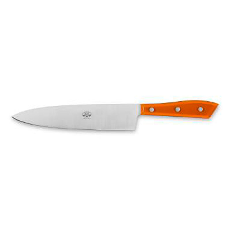 Berti Compendio Chefs Knife Polished Blade Orange Lucite Handle 8406