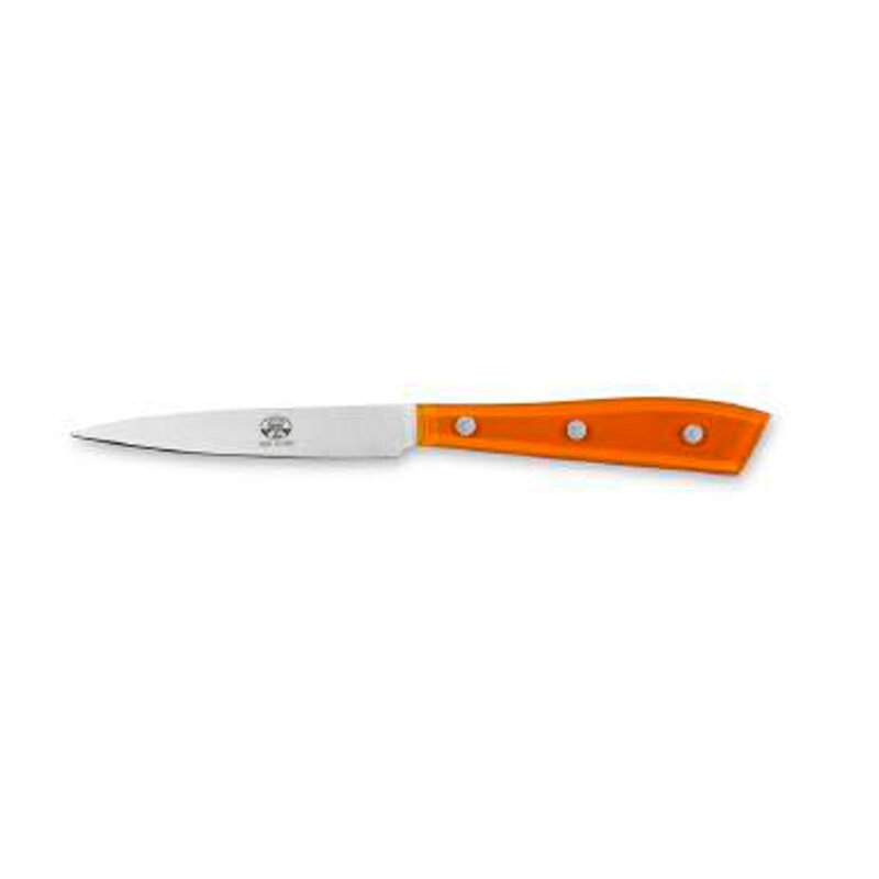 Berti Compendio Paring Knife Polished Blade Orange Lucite Handle 8415