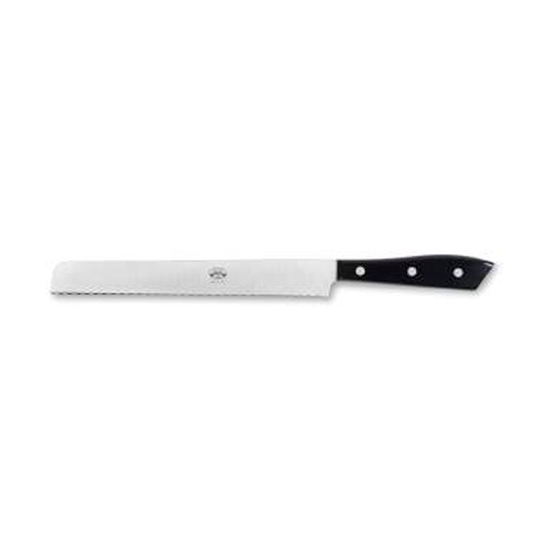 Berti Compendio Bread Knife Polished Blade Black Lucite Handle 8502