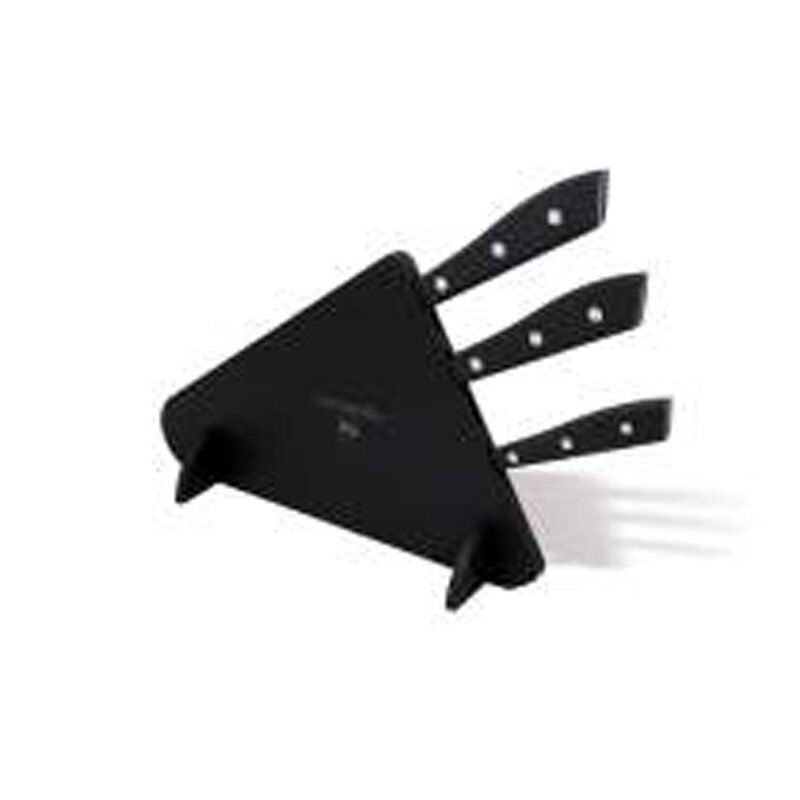 Berti Compendio Set Of 3 Black Lucite Block Polished Blade Knife Black Lucite Handle 8560