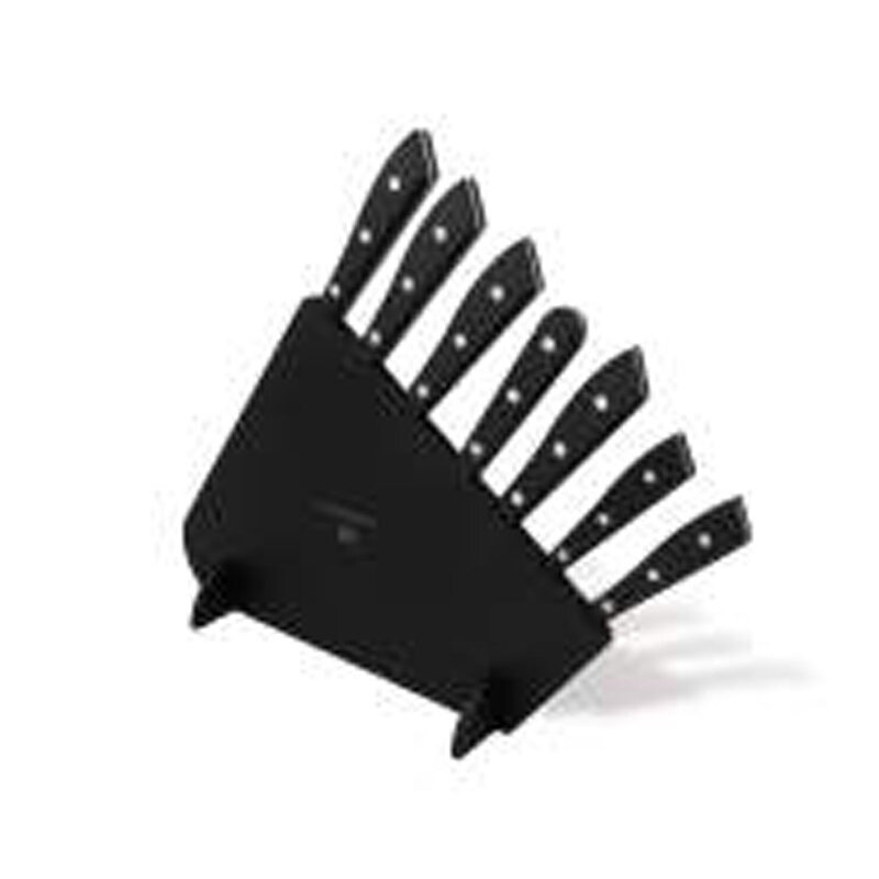 Berti Compendio Set Of 7 Black Lucite Block Polished Blade Knife Black Lucite Handle 8564