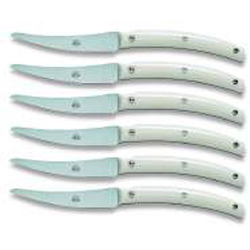 Berti Convivio Steak Knives Set Of Six White Lucite Handle 9616