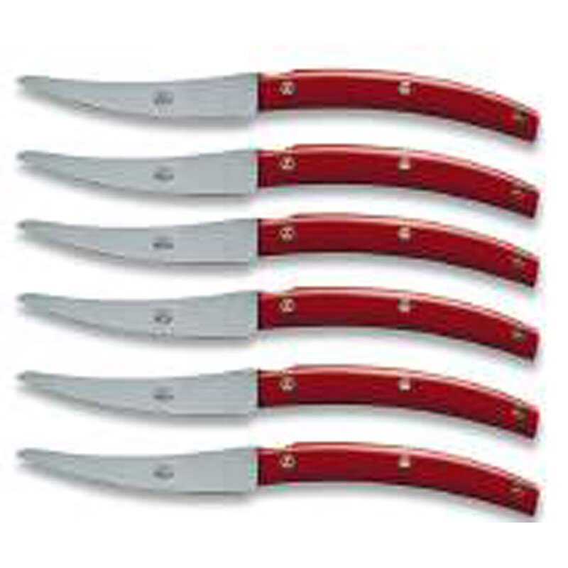 Berti Convivio Steak Knives Set Of Six Red Lucite Handle 9619