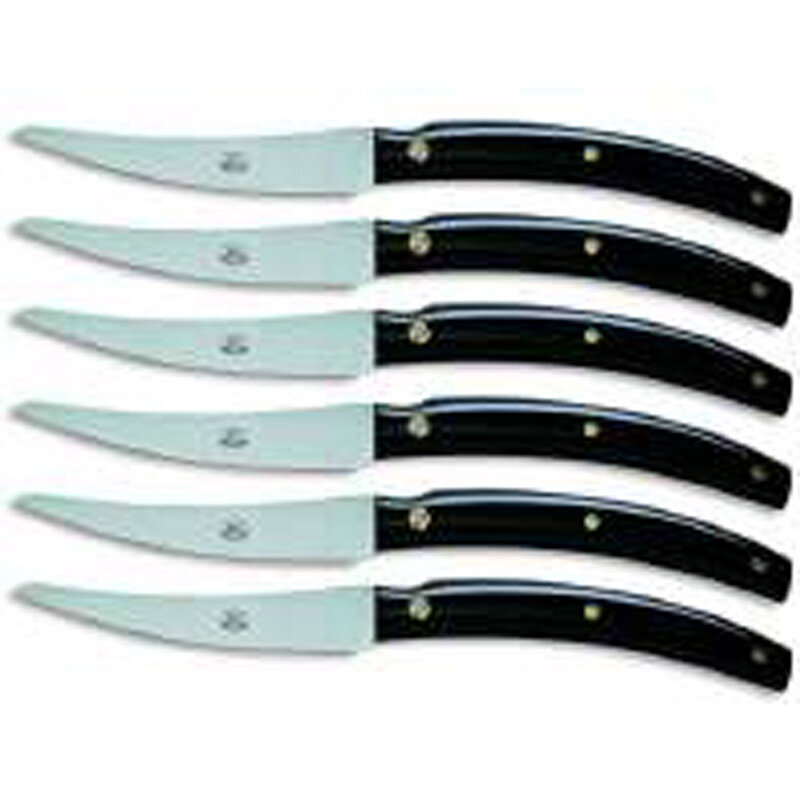 Berti Convivio Steak Knives Set Of Six Black Lucite Handle 9626