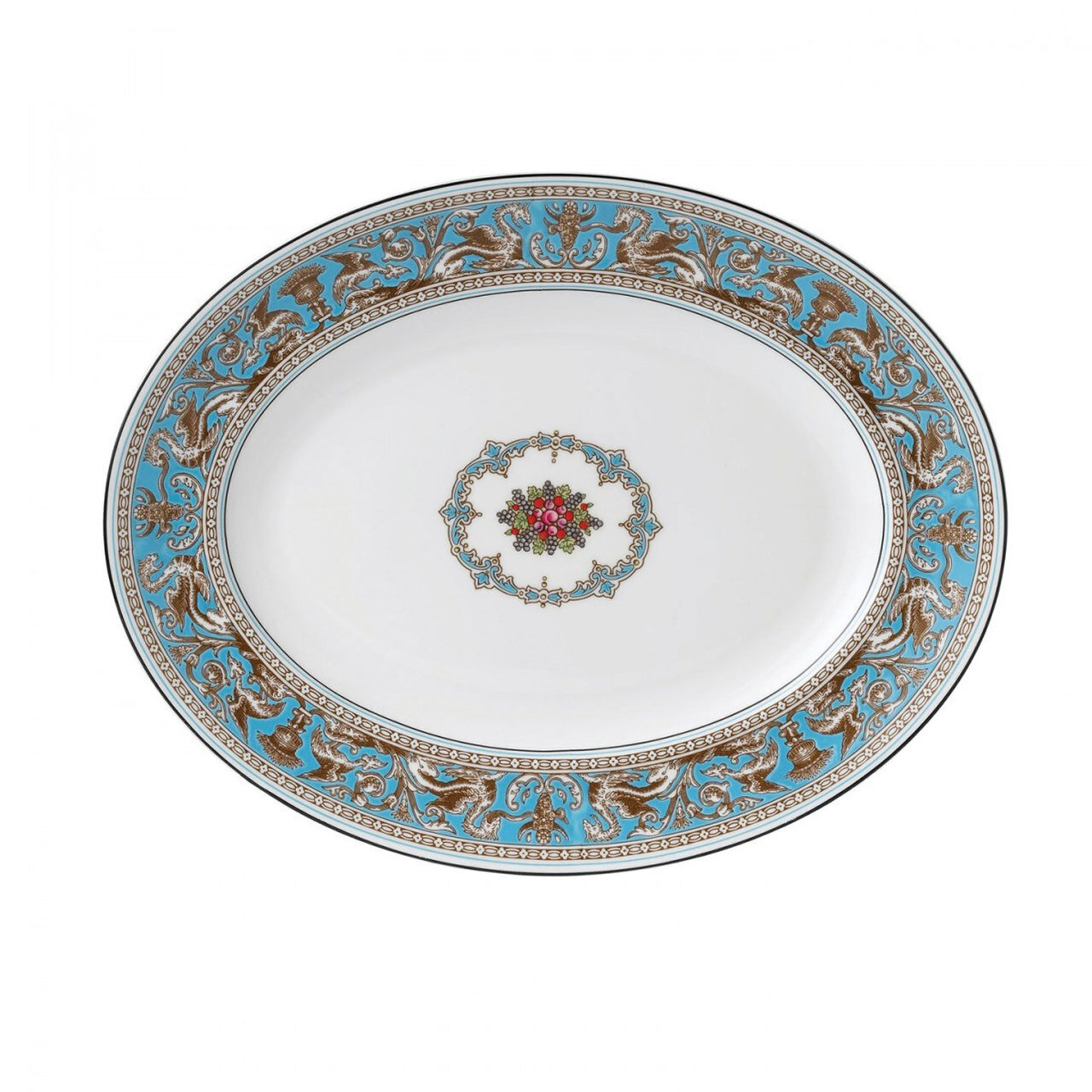 Wedgwood Florentine Turquoise Oval Platter 13.75 Inch