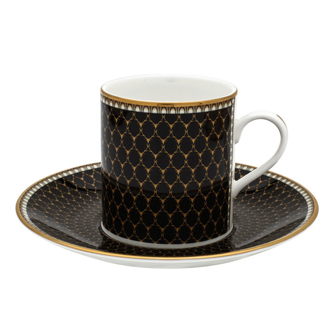 Halcyon Days Antler Trellis Espresso Cup &amp; Saucer Black BCGAT02CSG, MPN: 112/CC006, 5060171154761