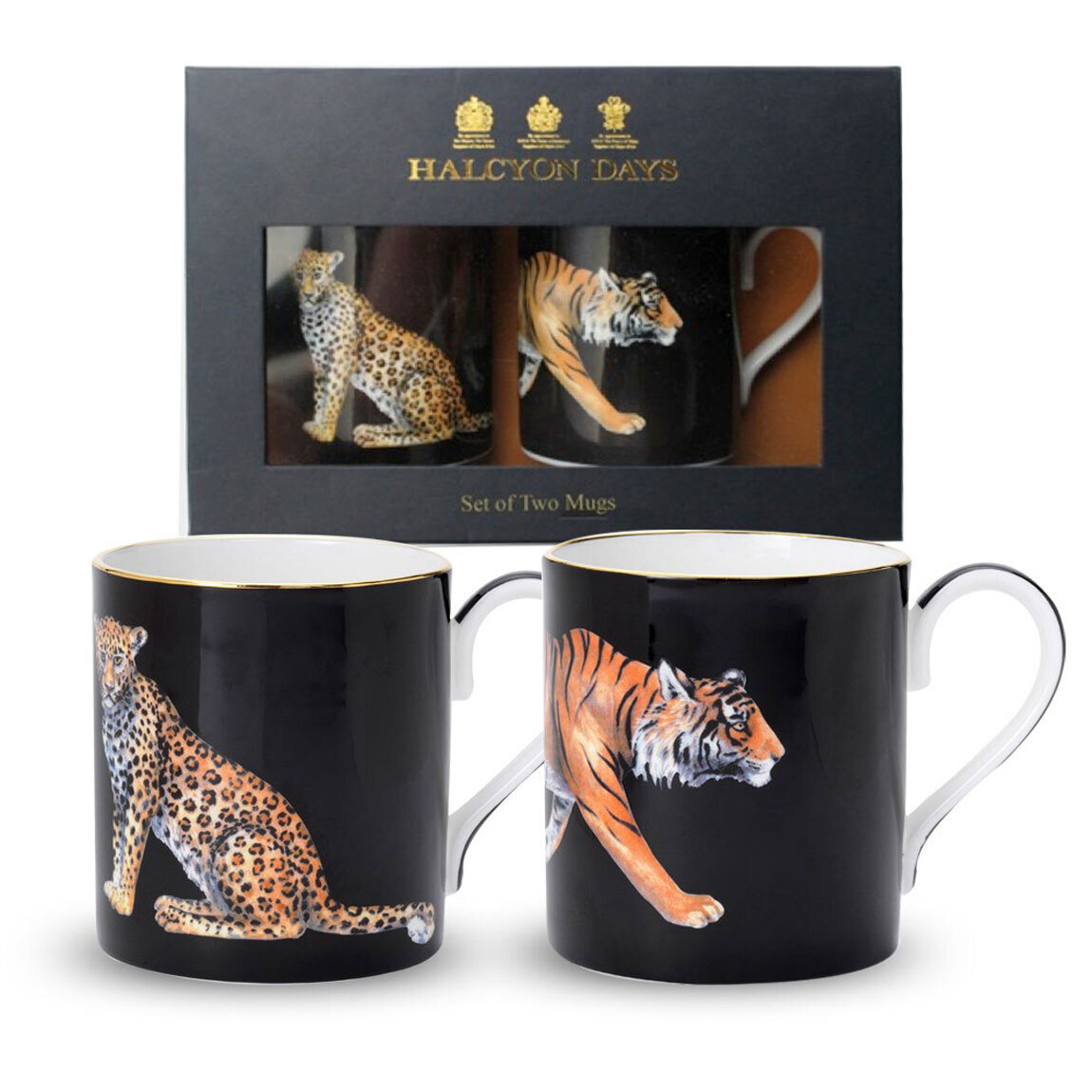 Halcyon Days Tiger & Leopard Mug Gift Set BCMLT02MSG