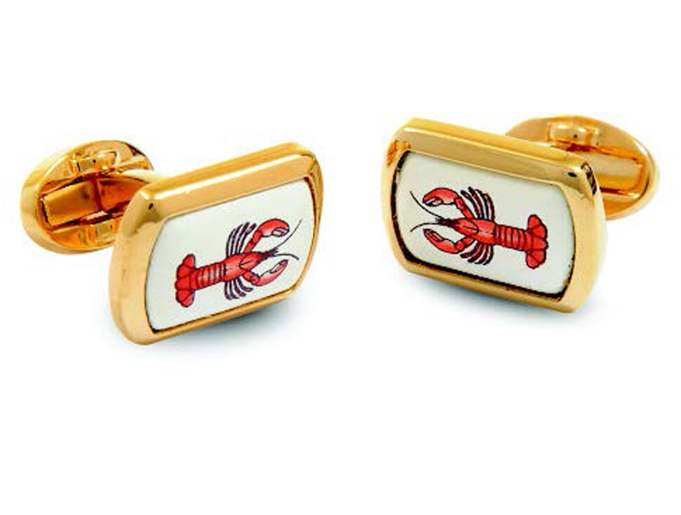 Halcyon Days Lobster Rectangular Gold Cufflinks CLLOB04RTG