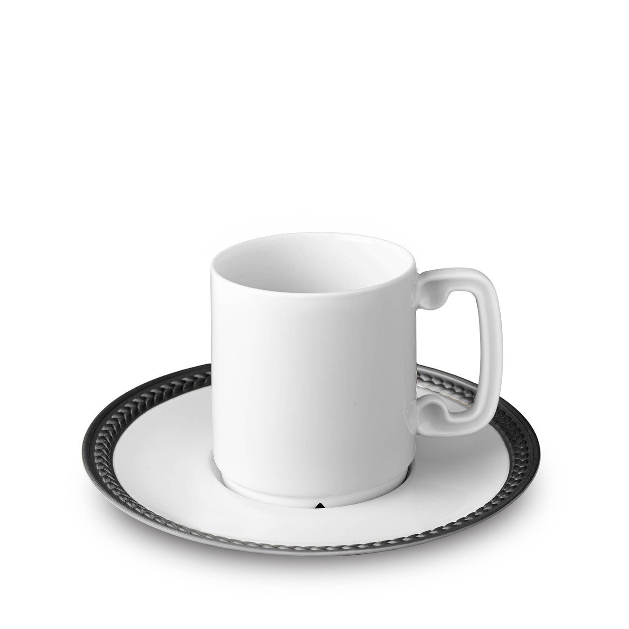 L'Objet Soie Tressee Black Espresso Cup with Saucer ST555