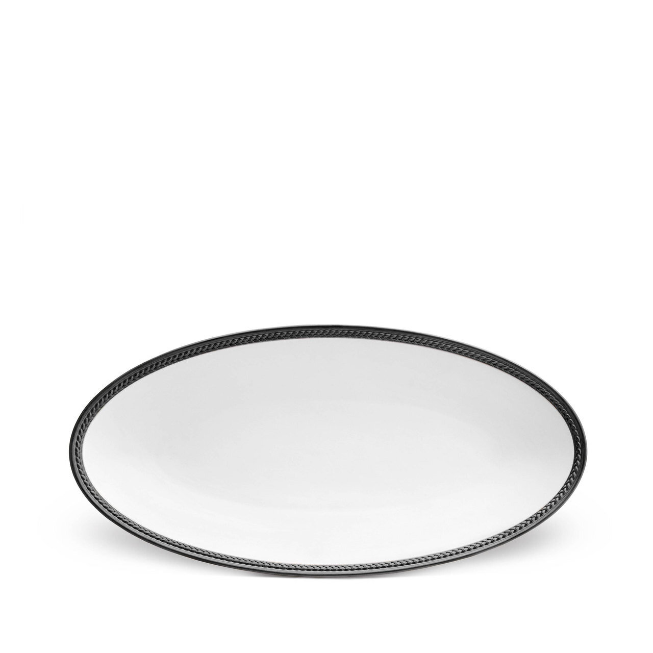 L'Objet Soie Tressee Black Small Oval Platter ST565
