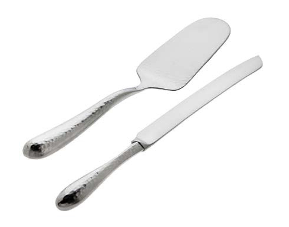 Ricci Florence Satin Hammered 2 Piece Cake Set - Server &amp; Knife, MPN: 55016, 644907550161