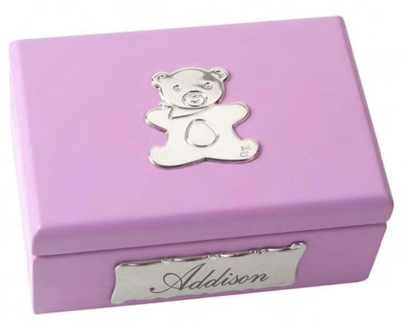 Cunill Blue Teddy Bear Keepsake Box 3 x 4 Inch - Sterling Silver