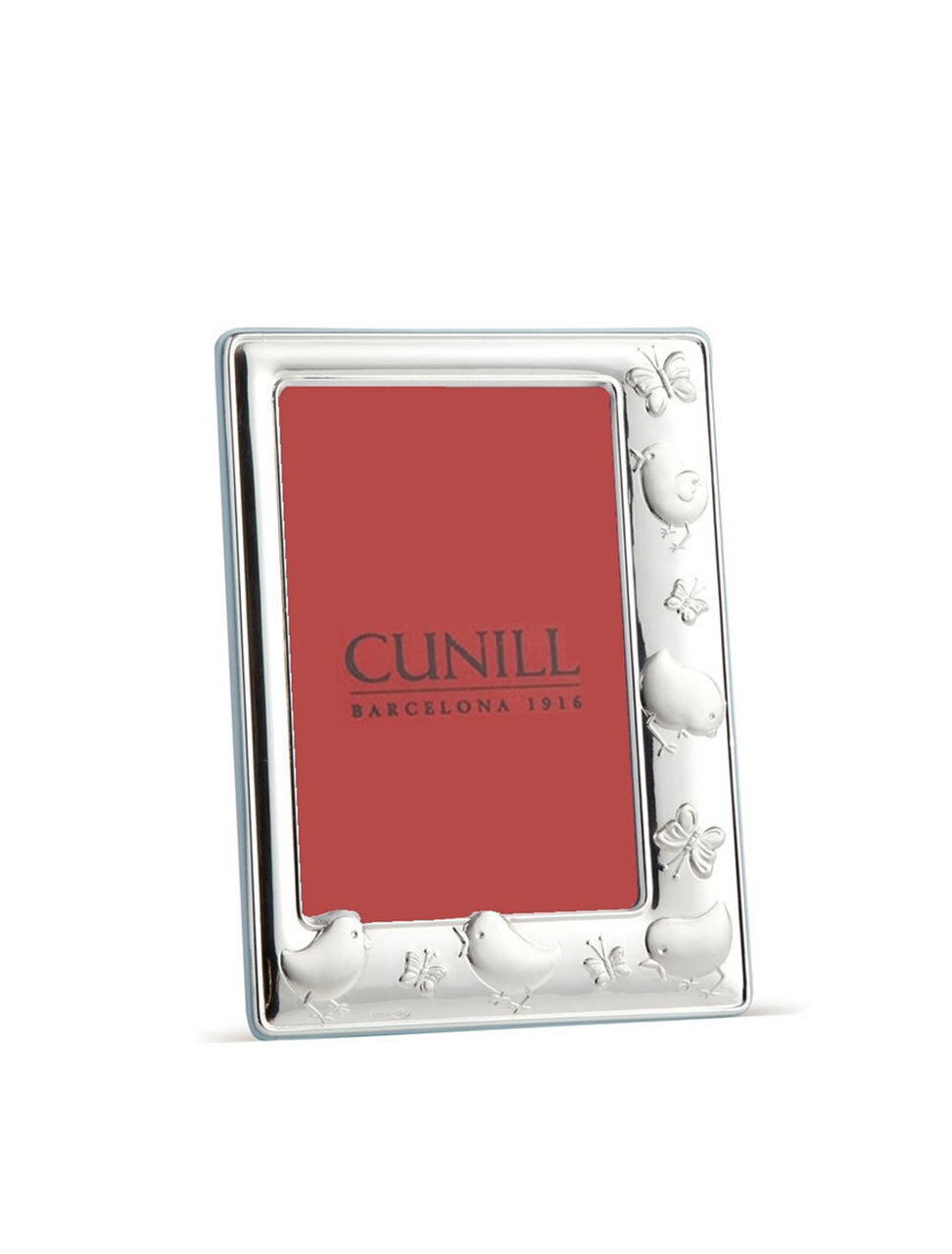 Cunill Chicks & Butterflies 4 x 6 Inch Picture Frame Pink back - Sterling Silver
