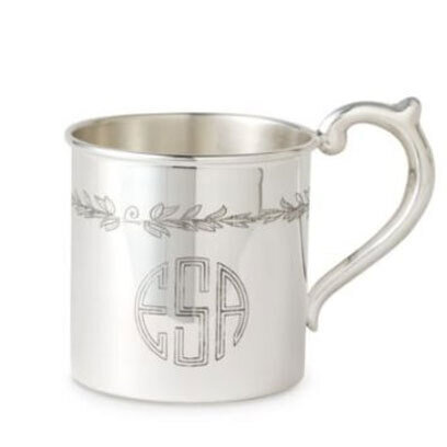 Cunill Floral Sterling Baby Cup - H: 2 1/8 Inch x Dia: 2 3/8 Inch - Sterling Silver