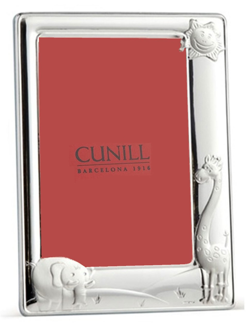 Cunill Sunny Zoo 4 x 6 Inch Picture Frame pink back - Sterling Silver