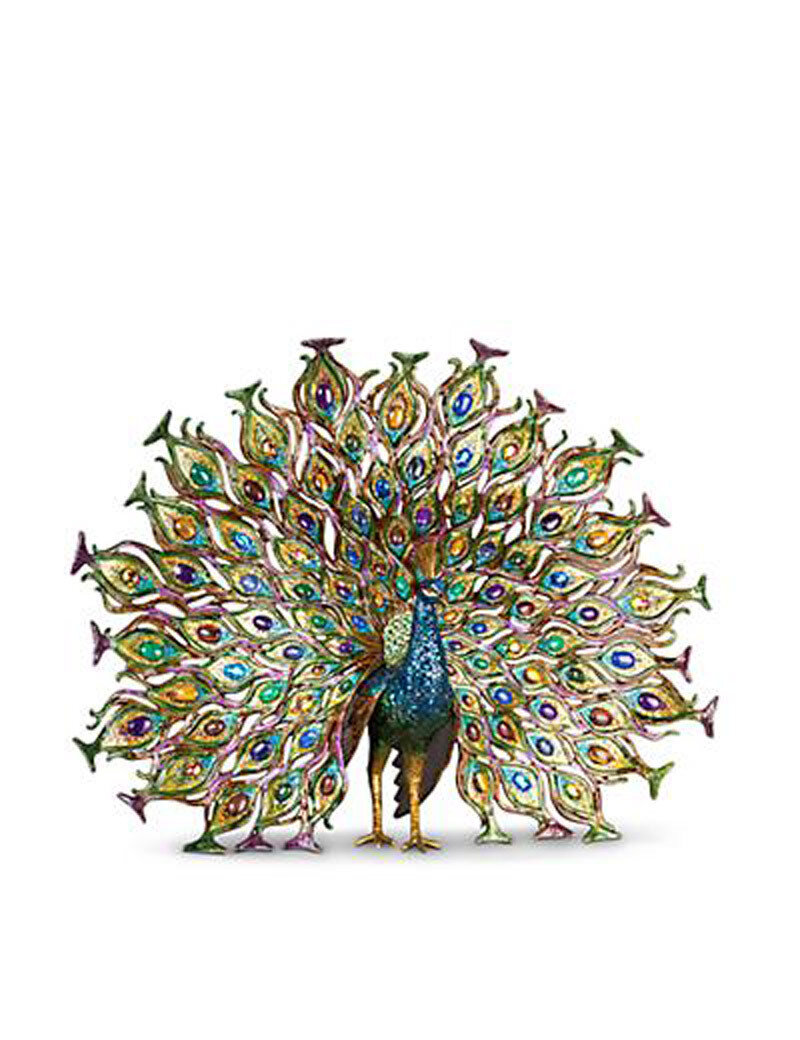 Jay Strongwater Stanton Peacock Fan Tail Peacock Figurine