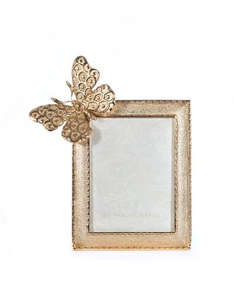 Jay Strongwater Juno Gold Butterfly 3 x 4 Inch Picture Frame