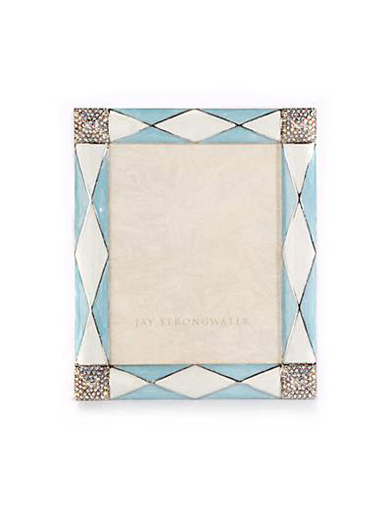 Jay Strongwater Alex Pale Blue Argyle 3 x 4 Inch Picture Frame