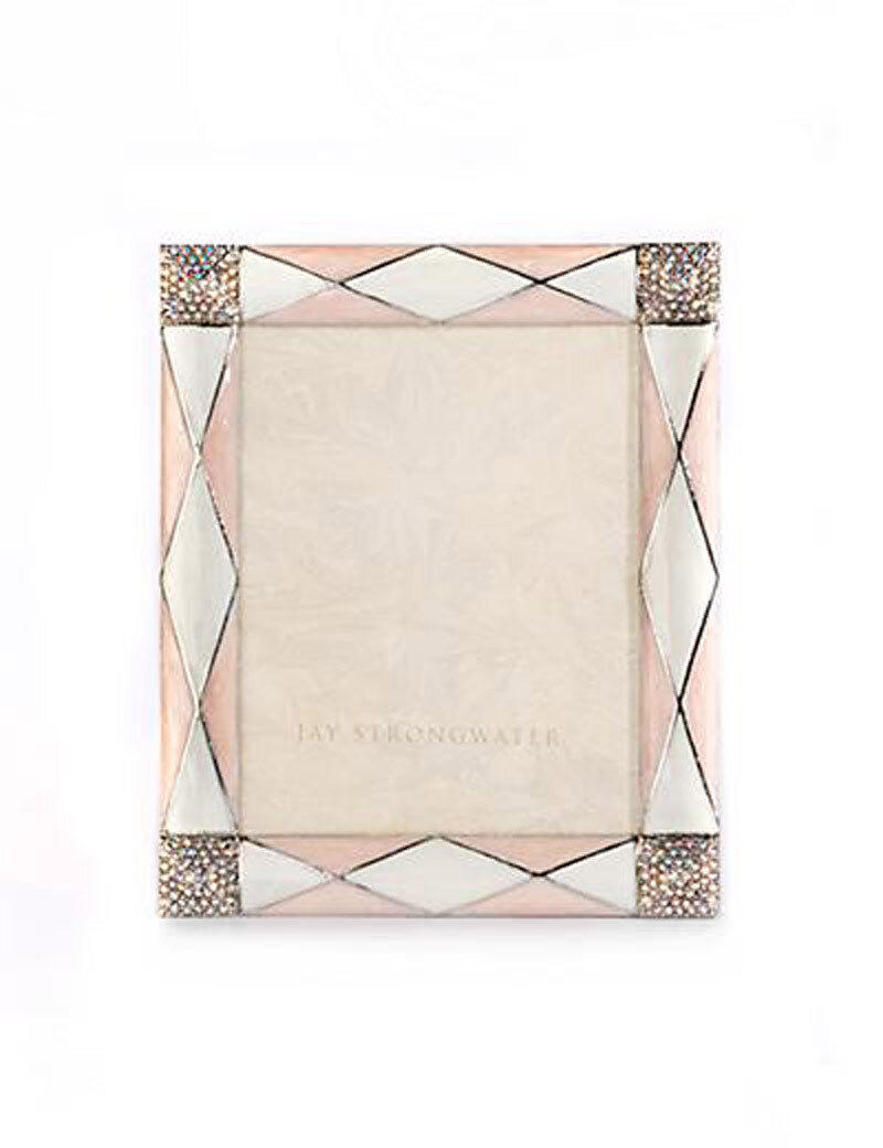 Jay Strongwater Alex Pale Pink Argyle 3 x 4 Inch Picture Frame
