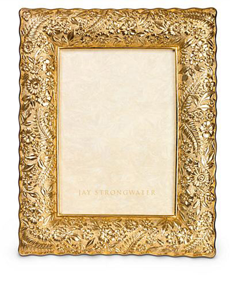 Jay Strongwater Katerina Gold Ruffle Edge Floral 5 x 7 Inch Picture Frame
