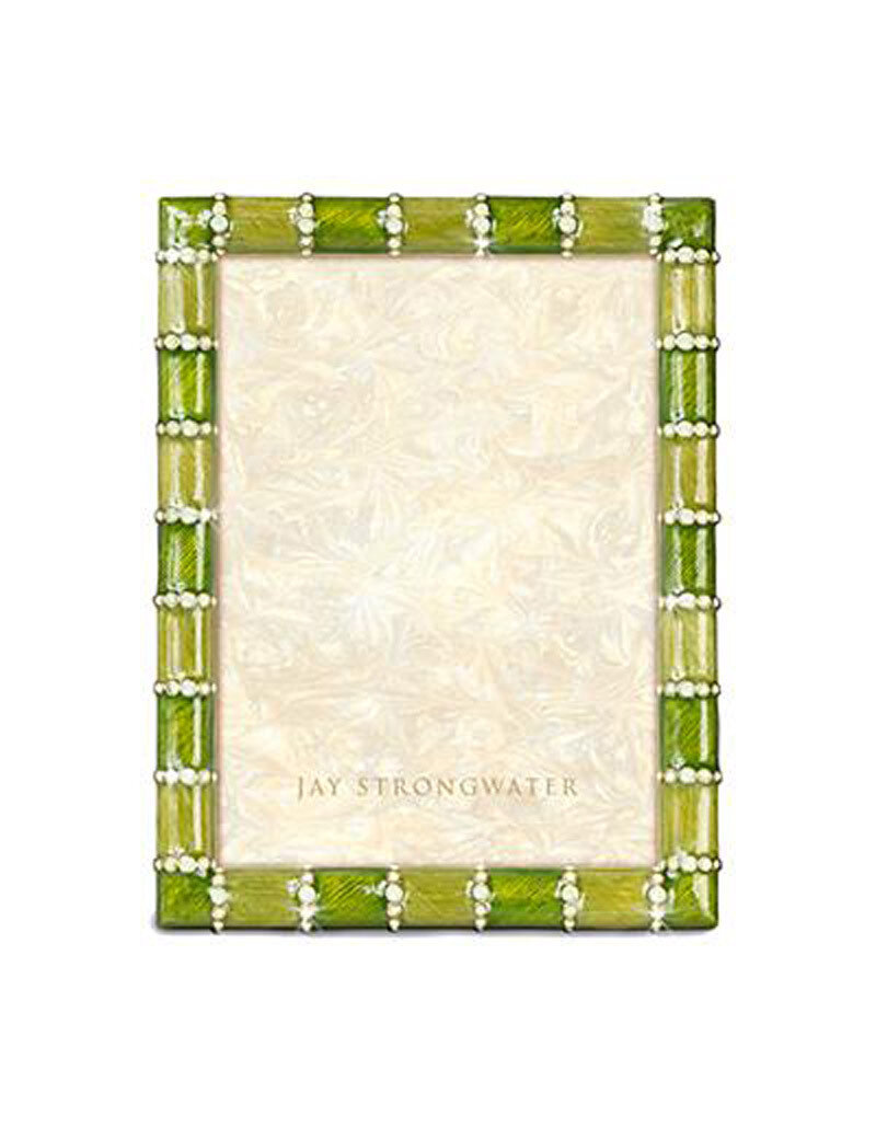 Jay Strongwater Pierce Leaf Striped 5 x 7 Inch Picture Frame
