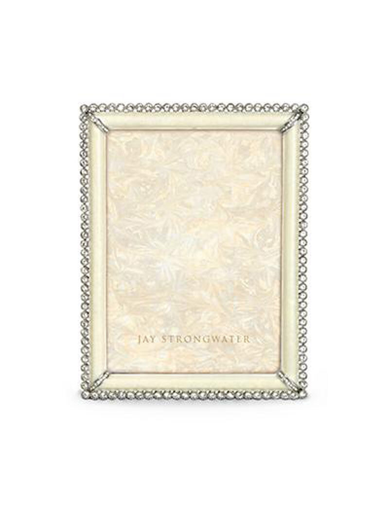 Jay Strongwater Lucas Crystal Pearl Stone Edge 5 x 7 Inch Picture Frame