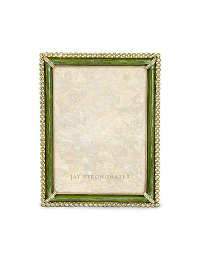 Jay Strongwater Lucas Leaf Stone Edge 5 x 7 Inch Picture Frame