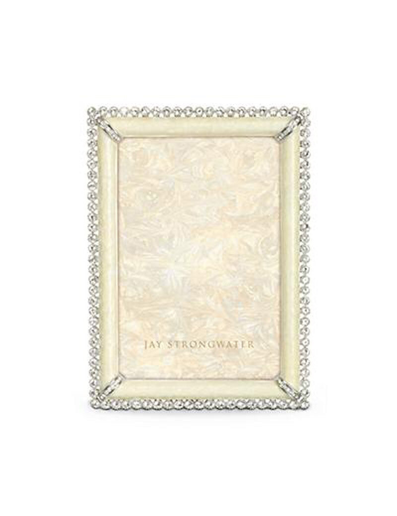 Jay Strongwater Lorraine Crystal Pearl Stone Edge 4 x 6 Inch Picture Frame