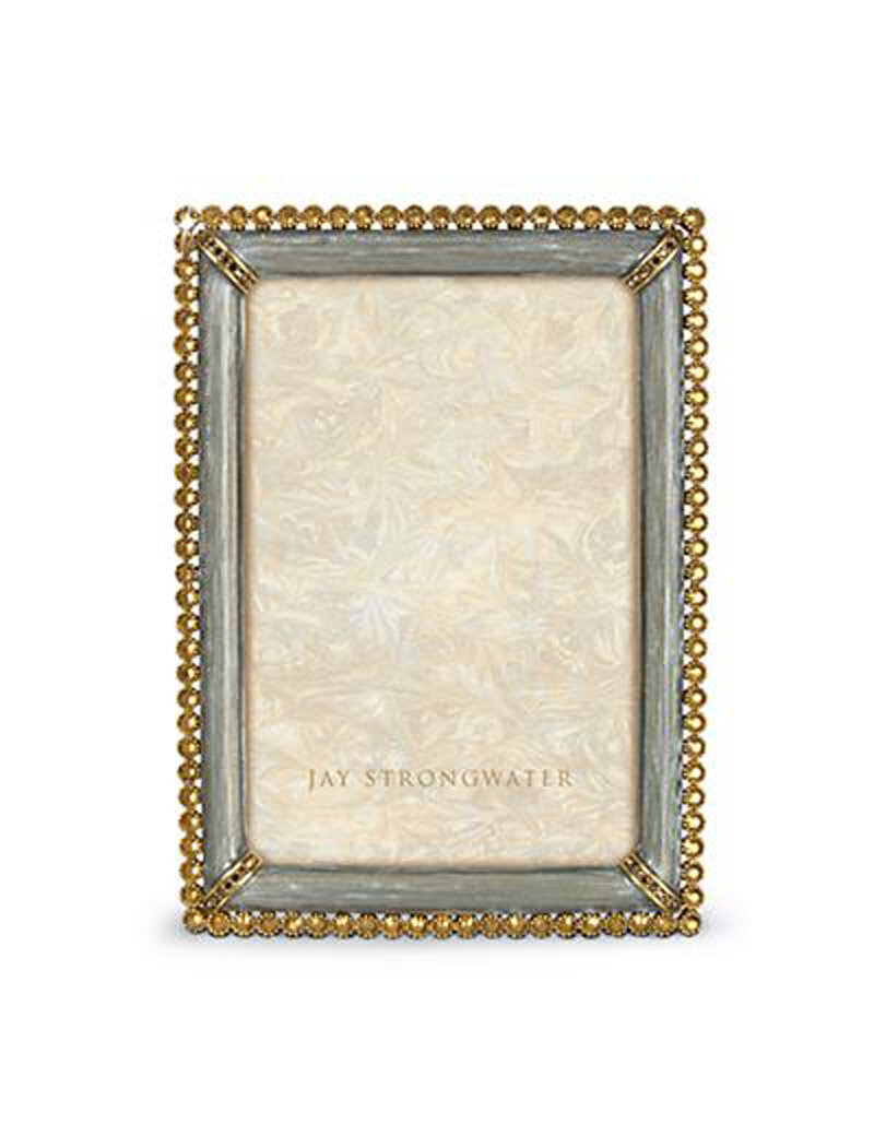 Jay Strongwater Lorraine Silver Stone Edge 4 x 6 Inch Picture Frame