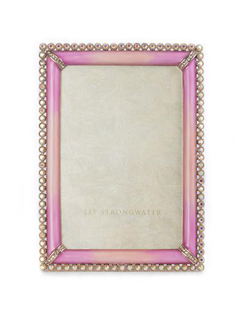Jay Strongwater Lorraine Rose Stone Edge 4 x 6 Inch Picture Frame